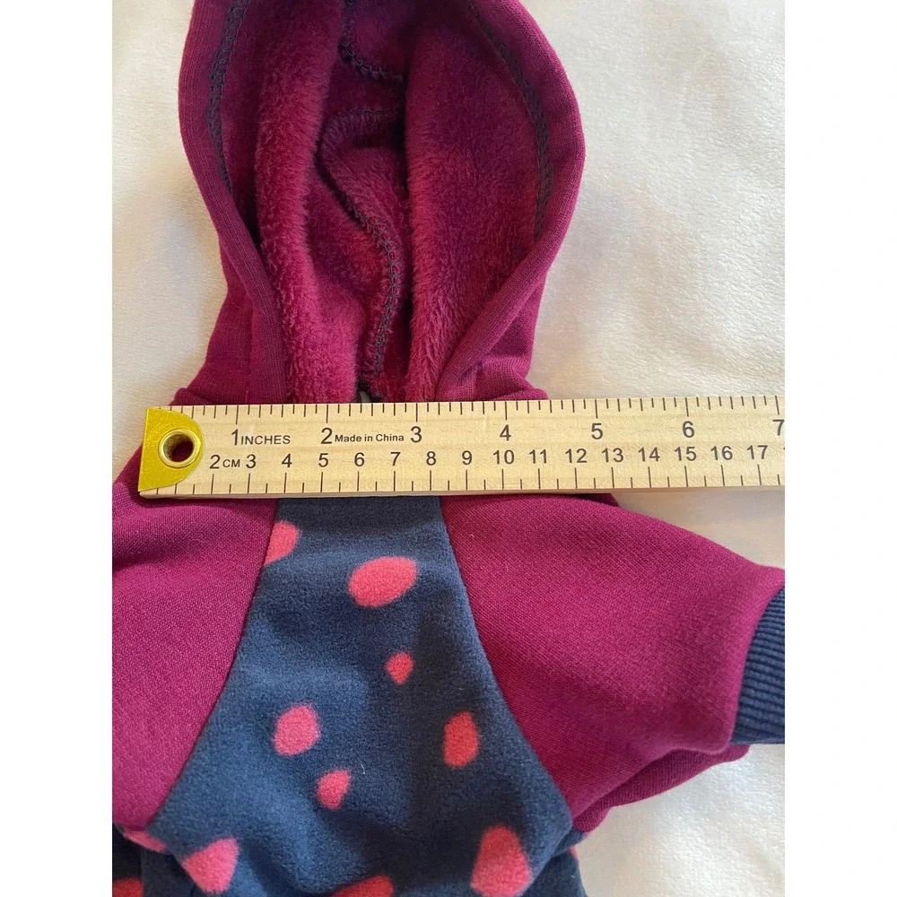 Fitwarm Pet Hoodie Polka Dot Fleece Dog Sweater Burgundy Navy Blue Small